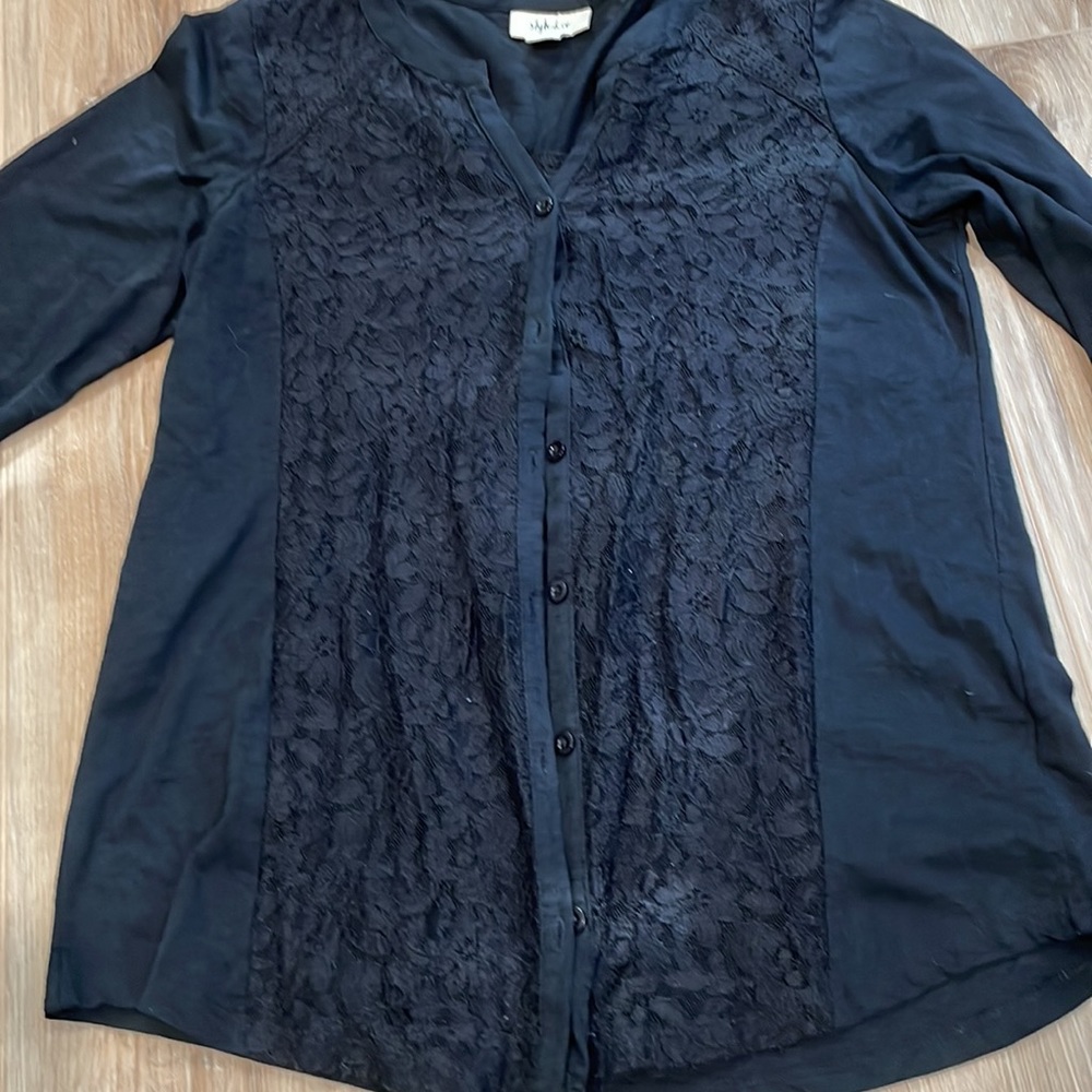 Style & Co button down lace top